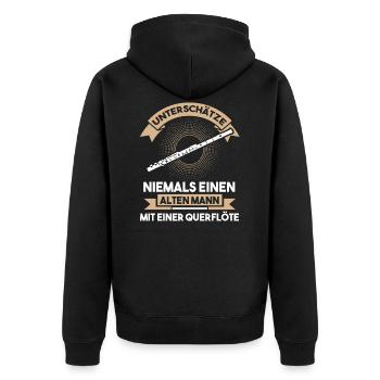 Querflöte Flöte Flötist Flötenspieler Orchester Mu - Unisex Premium Bio Zip Hoodie - Schwarz - Hinten - Nico (187cm)