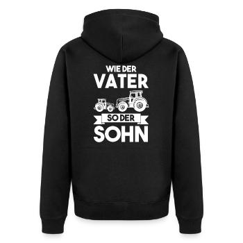 Wie Der Vater So Der Sohn Tracktor Trecker Landwir - Unisex Premium Bio Zip Hoodie - Schwarz - Hinten - Nico (187cm)