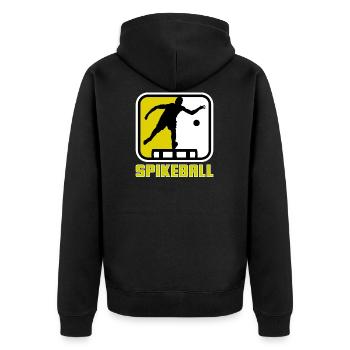 Roundnet Spike Ball Spikeball Fun - Unisex Premium Bio Zip Hoodie - Schwarz - Hinten - Nico (187cm)