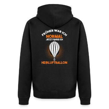 Ballonfahrer Heißluftballon Heissluftballon Pilot - Unisex Premium Bio Zip Hoodie - Schwarz - Hinten - Nico (187cm)