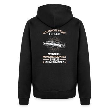 Mundharmonika Musikinstrument Harmonica - Unisex Premium Bio Zip Hoodie - Schwarz - Hinten - Nico (187cm)
