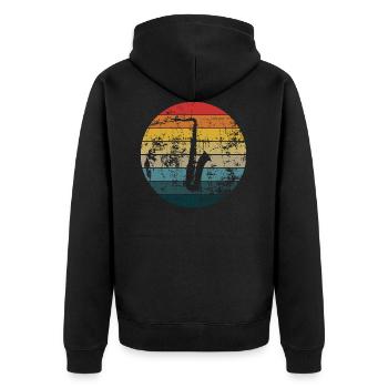 SAXOPHONE SAXOPHONE SAXOPHONIST - Unisex Premium Organic Zip Hoodie - black - Back - Nico (187cm)