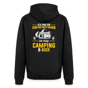 Camping Bier Campingplatz Stellplatz Hobbycamper C - Unisex Premium Bio Zip Hoodie - Schwarz - Hinten - Nico (187cm)