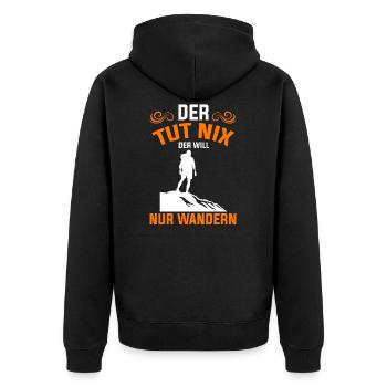 Der Tut Nix der Will Nur Wandern - Unisex Premium Bio Zip Hoodie - Schwarz - Hinten - Nico (187cm)