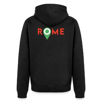 Rome - Unisex Premium Organic Zip Hoodie - black - Back - Nico (187cm)
