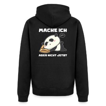 Panda Mache Ich Aber Nicht Jetzt Lustiges Pandabär - Unisex Premium Bio Zip Hoodie - Schwarz - Hinten - Nico (187cm)