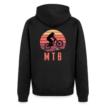BMX Mountainbiking MTB Reifen - Unisex Premium Bio Zip Hoodie - Schwarz - Hinten - Nico (187cm)