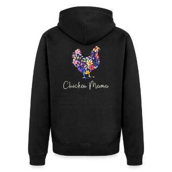 Poulet maman poule fleurs paysanne mignon poulet - Veste à capuche bio Premium Unisexe - noir - Dos - Nico (187cm)
