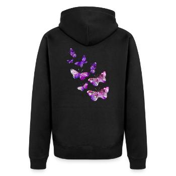 Belle papillon fille violet - Veste à capuche bio Premium Unisexe - noir - Dos - Nico (187cm)