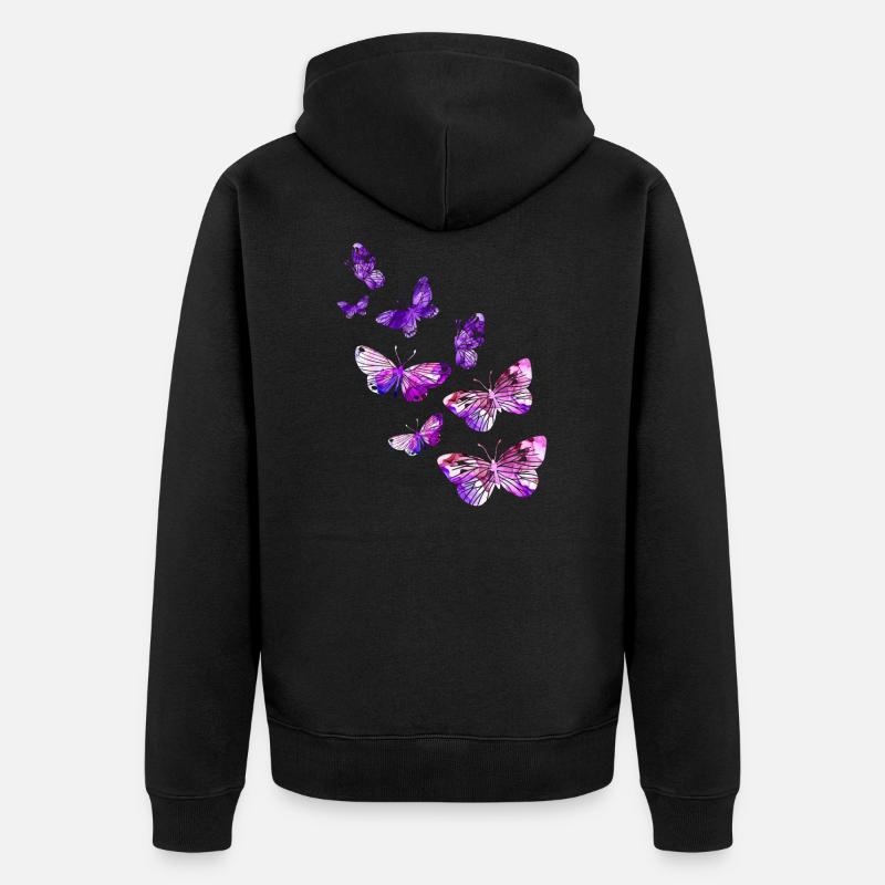 Schöner Schmetterling Mädchen lila - Unisex Premium Bio Zip Hoodie - Schwarz
