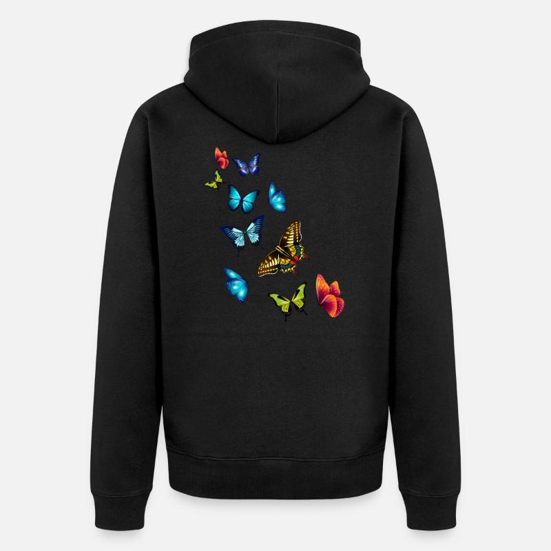 Mädchen Schöne Bunte Schmetterlinge - Unisex Premium Bio Zip Hoodie - Schwarz