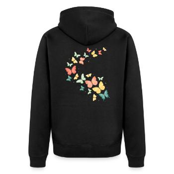 Bunter Schmetterling Schmetterlinge - Unisex Premium Bio Zip Hoodie - Schwarz - Hinten - Nico (187cm)