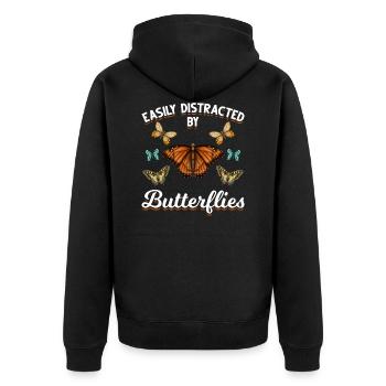 Beautiful butterflies girls butterfly - Unisex Premium Organic Zip Hoodie - black - Back - Nico (187cm)