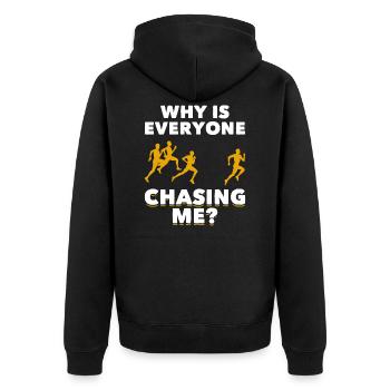 Lustiger Marathon Athlet Laufen Jogger Humor - Unisex Premium Bio Zip Hoodie - Schwarz - Hinten - Nico (187cm)