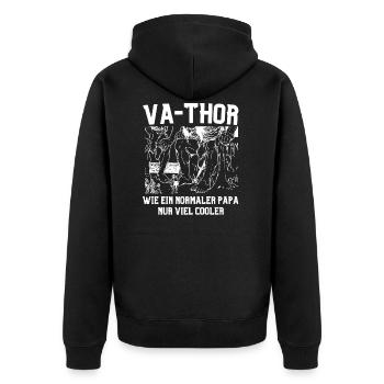 Vathor Papa Vater - Unisex Premium Bio Zip Hoodie - Schwarz - Hinten - Nico (187cm)