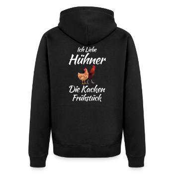 Hühner Landwirtschaft Huhn - Unisex Premium Bio Zip Hoodie - Schwarz - Hinten - Nico (187cm)