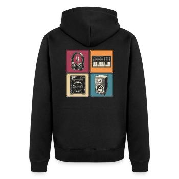 Modular Synthesizer Analog Headphones DJ Musician - Unisex Premium Organic Zip Hoodie - black - Back - Nico (187cm)