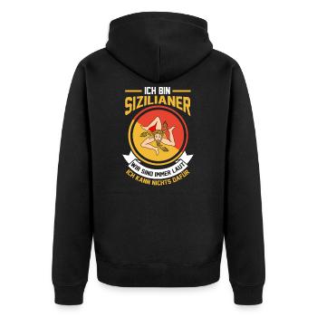 Italiener Sizilien Sizilianer Italien Geschenk - Unisex Premium Bio Zip Hoodie - Schwarz - Hinten - Nico (187cm)