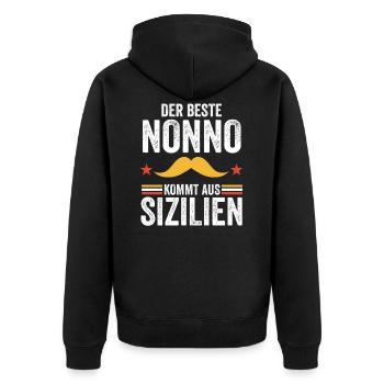 Italien Nonno Sizilien Sizilianer Geschenk - Unisex Premium Bio Zip Hoodie - Schwarz - Hinten - Nico (187cm)