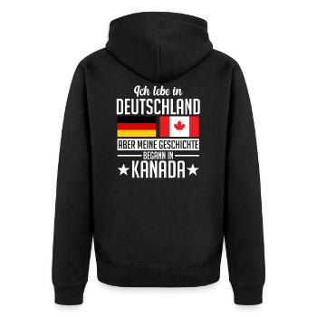 Kanada Deutschland Kanadier Deutscher Canada - Unisex Premium Bio Zip Hoodie - Schwarz - Hinten - Nico (187cm)