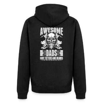 Papa Tattoo Bart Schnurrbart Vater - Unisex Premium Bio Zip Hoodie - Schwarz - Hinten - Nico (187cm)