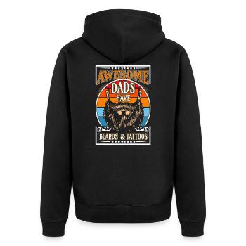 Papa Tattoo Bart Schnurrbart Vater - Unisex Premium Bio Zip Hoodie - Schwarz - Hinten - Nico (187cm)