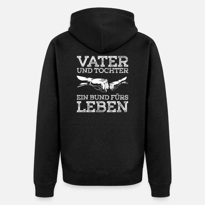 Vater Tochter Spruch Eltern Kind - Unisex Premium Bio Zip Hoodie - Schwarz