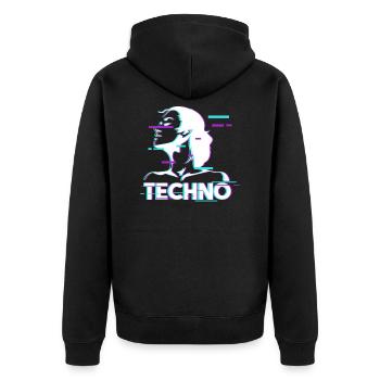 Techno Basse Elektro Musique de danse Raver - Veste à capuche bio Premium Unisexe - noir - Dos - Nico (187cm)
