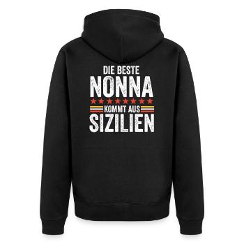Italien Nonna Sizilien Sizilianerin Geschenk - Unisex Premium Bio Zip Hoodie - Schwarz - Hinten - Nico (187cm)