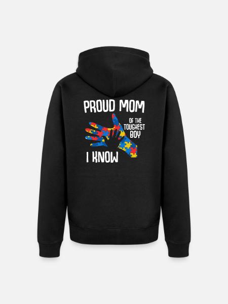Autisme Bevidsthed Stolt Mor autistiske Barn - Premium økologisk unisex-hættejakke - sort