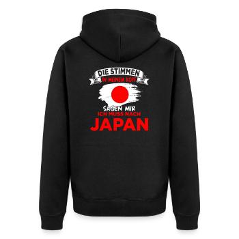 Japanisch Japanerin Japaner Japan Geschenk - Unisex Premium Bio Zip Hoodie - Schwarz - Hinten - Nico (187cm)