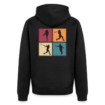 Rétro baseball joueur catcher Pitcher Vintage - Veste à capuche bio Premium Unisexe - noir - Dos - Nico (187cm)