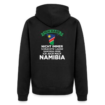 Namibia Reise Geschenk Geschenkidee - Unisex Premium Bio Zip Hoodie - Schwarz - Hinten - Nico (187cm)