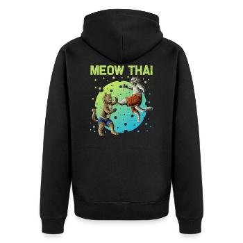 Muay Thaï Chats Humour Thai Boxe Combattants - Veste à capuche bio Premium Unisexe - noir - Dos - Nico (187cm)