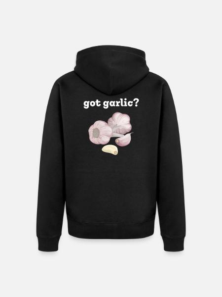 Funny cooking garlic cloves onions - Unisex Premium Organic Zip Hoodie - black