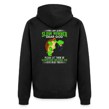 Lustige langsame Schildkröte Läufer Marathon - Unisex Premium Bio Zip Hoodie - Schwarz - Hinten - Nico (187cm)