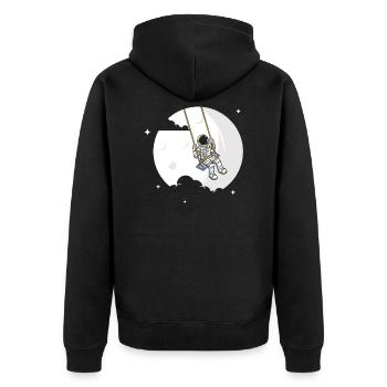 Astronaut Mond Schaukel Junge Mädchen Kosmonaut - Unisex Premium Bio Zip Hoodie - Schwarz - Hinten - Nico (187cm)