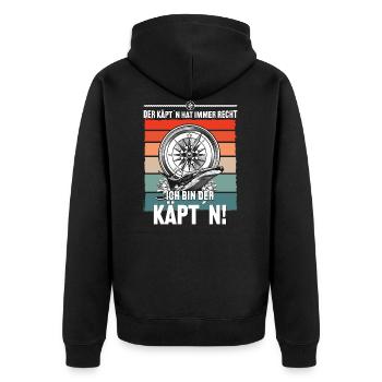 Ich bin der Kapitän Kompass Wal - Unisex Premium Bio Zip Hoodie - Schwarz - Hinten - Nico (187cm)
