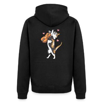 Katze spielt Violine Streichinstrument Musiker - Unisex Premium Bio Zip Hoodie - Schwarz - Hinten - Nico (187cm)