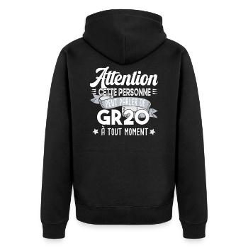 GR20 Corse Randonnée Marathon Cadeau t-shirt sport - Veste à capuche bio Premium Unisexe - noir - Dos - Nico (187cm)
