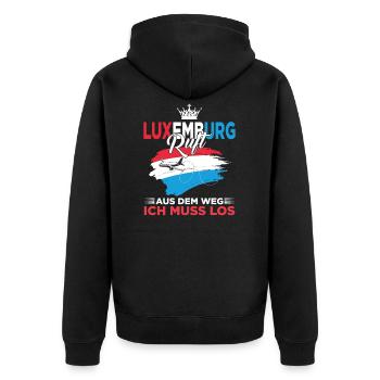 Luxemburg Luxemburgerin Luxemburger - Unisex Premium Bio Zip Hoodie - Schwarz - Hinten - Nico (187cm)