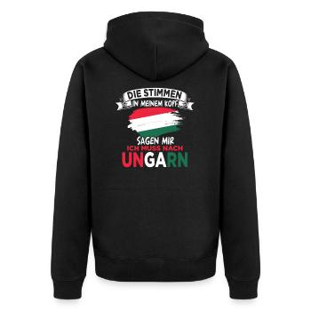 Ungarn Ungarische Flagge Hungary Ungarisch Ungaren - Unisex Premium Bio Zip Hoodie - Schwarz - Hinten - Nico (187cm)