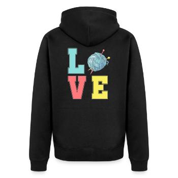 Crochet Love Hobby Crafting Yarn Knitter - Unisex Premium Organic Zip Hoodie - black - Back - Nico (187cm)