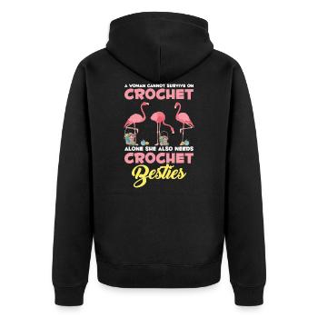 Häkelnder Flamingo Bastelnder Häkelfreund Garn - Unisex Premium Bio Zip Hoodie - Schwarz - Hinten - Nico (187cm)
