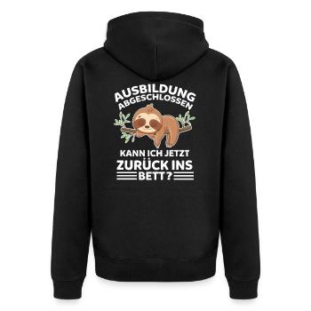 Faultier Ausbildung Azubi Auszubildende - Unisex Premium Bio Zip Hoodie - Schwarz - Hinten - Nico (187cm)