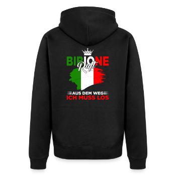 Bibione Italien Italiener Italienisches Geschenk - Unisex Premium Bio Zip Hoodie - Schwarz - Hinten - Nico (187cm)