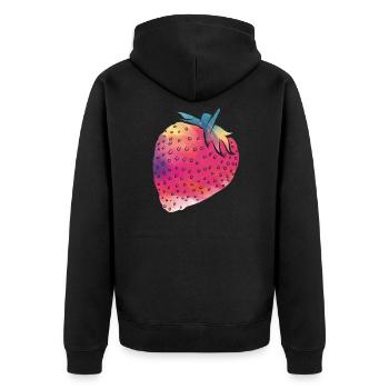 Bunte Erdbeere Garten Sommer Essen - Unisex Premium Bio Zip Hoodie - Schwarz - Hinten - Nico (187cm)