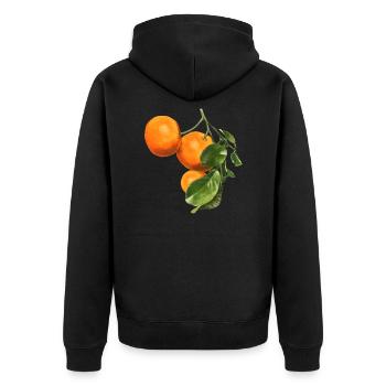 Orange Art Botanical Food Gardener - Unisex Premium Organic Zip Hoodie - black - Back - Nico (187cm)