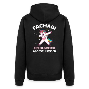 Dabbing Einhorn Fachabi Fachabitur Schulabschluss - Unisex Premium Bio Zip Hoodie - Schwarz - Hinten - Nico (187cm)
