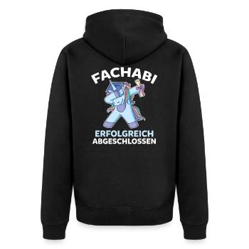 Dabbing Astronaut Fachabi Fachabitur Gymnasium Abi - Unisex Premium Bio Zip Hoodie - Schwarz - Hinten - Nico (187cm)
